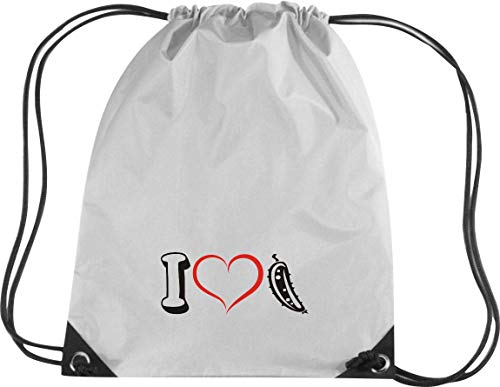 Shirtstown Premium Gymsac Verduras me Encanta Pepino de Ensalada Pepino - Plateado, 33 cm x 45 cm