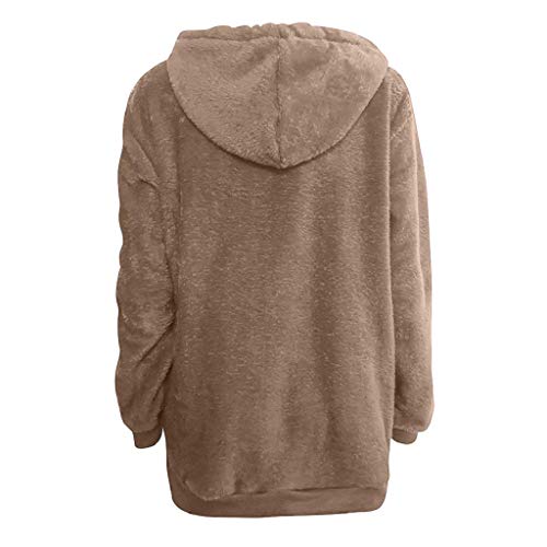 SHOBDW Liquidación Venta Mujer Sudadera con Capucha Suelta Tallas Grandes Jersey de Mujer Jersey otoño Invierno Manga Larga Remata Abrigo cálido (M, Caqui)