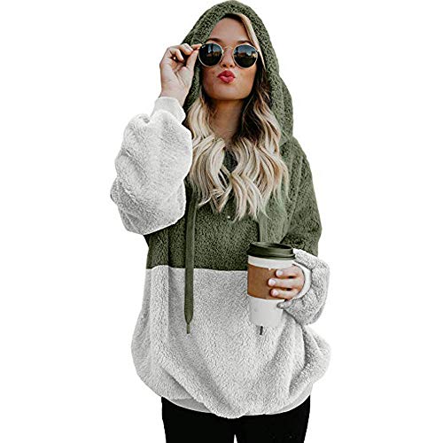 SHOBDW Liquidación Venta Mujer Sudadera con Capucha Suelta Tallas Grandes Jersey de Mujer Jersey otoño Invierno Manga Larga Remata Abrigo cálido (M, S-Verde)