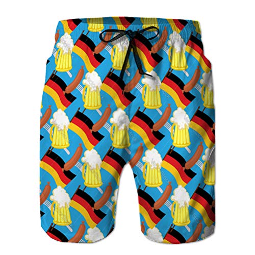Shorts de natación de Verano para niños Trunks para Correr Jarra de Cerveza con cordón y Bandera de germa L