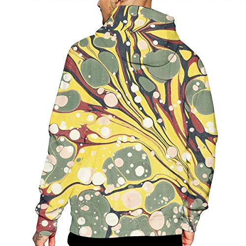 Shotngwu Men's Marbled Paper Texture Art 3D Sudadera con Capucha Estampada con Sudadera con Capucha Casual con Bolsillo