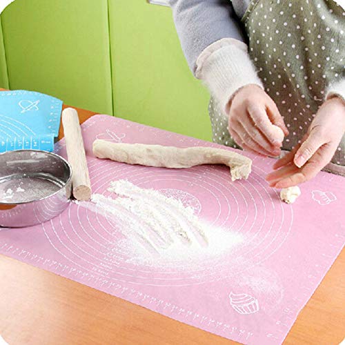 SHUHAO Mat Hornear, Antiadherente Pizza Masa de hojaldre horneado Pad con mediciones, bicarbonato de balanceo de Corte, Arcilla Pasta de azúcar Hielo Cooking Mat, por Cake Bake Pizza,Rosado