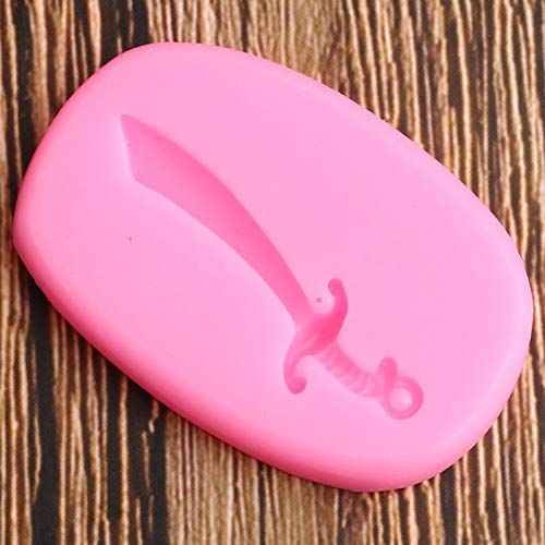 SHUHUI Espada Pirata Moldes De Silicona Cuchillo Cupcake Topper Borde De Pastel Fondant Bebé Herramientas De Decoración De Pasteles De Cumpleaños Moldes De Chocolate Dulces
