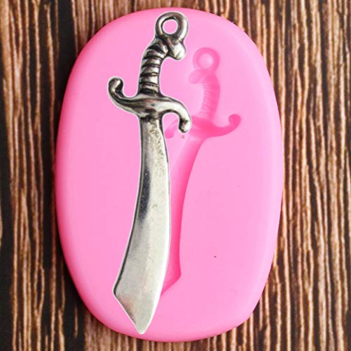 SHUHUI Espada Pirata Moldes De Silicona Cuchillo Cupcake Topper Borde De Pastel Fondant Bebé Herramientas De Decoración De Pasteles De Cumpleaños Moldes De Chocolate Dulces