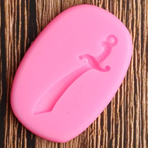SHUHUI Espada Pirata Moldes De Silicona Cuchillo Cupcake Topper Borde De Pastel Fondant Bebé Herramientas De Decoración De Pasteles De Cumpleaños Moldes De Chocolate Dulces