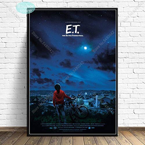 shuimanjinshan ET Art Poster. ET 1982 Película de Ciencia ficción clásica El póster e Impresiones Extraterrestres Cuadro de Pared Pintura de Lienzo para Arte en el hogar 50x70cm 02