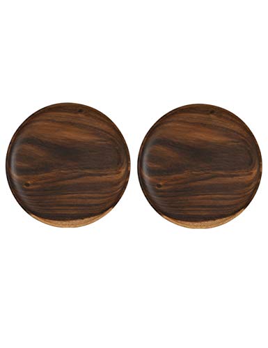 ShXiXJ 2 Piezas de Platos de Madera Platos de Cena Redondo para Los Alimentos del Partido,bocados,Picar,Canape Aproximadamente,25.5 cm