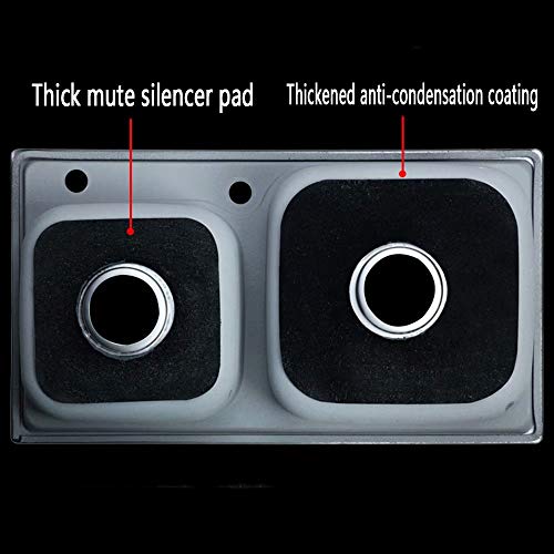 SI-NK Fregadero De Cocina, Fregadero De Cocina Cuadrado De Acero Inoxidable De 2 Tazones con Cesta De Desagüe, para Hostelería Y Cocina （Tamaño: 750X410 Mm）