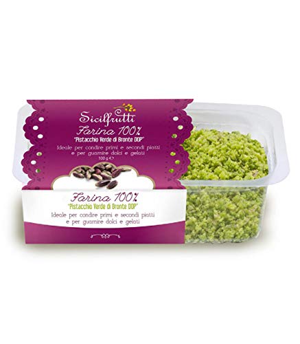 SICILFRUTTI HARINA DE PISTACHO 100 Gr. Pistacho Bronte DOP, Harina pistacho de pistachos verde. 100% Made in Italy Con pistachos de Bronte producidos en Sicilia.