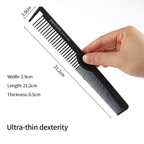 SIGHTLING Kit carbono Peluquería Peine Pelo Peine 100% antiestático 230 ℃ Resistente al calor peine de corte Peluquería Estilista de pelo peine de corte, juego de peluquería Peluquería Peine