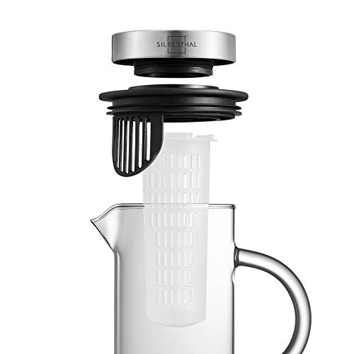 SILBERTHAL Jarra de Agua 1l | Jarra Nevera | Jarra Agua de Cristal | Jarra con Tapa | Jarra Agua Fria | Jarra Agua Detox Frutas e infusiones