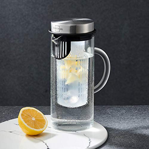 SILBERTHAL Jarra de Agua 1l | Jarra Nevera | Jarra Agua de Cristal | Jarra con Tapa | Jarra Agua Fria | Jarra Agua Detox Frutas e infusiones