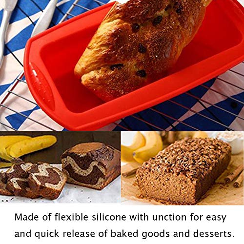 Silicona para pan - Juego de 2 - Moldes para hornear antiadherentes de silicona INTVN para panes, pasteles y lasaña - 27 * 13 * 6.5CM, color rojo