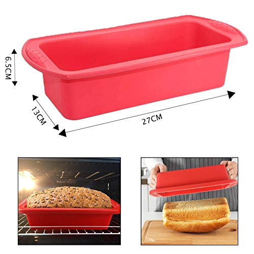 Silicona para pan - Juego de 2 - Moldes para hornear antiadherentes de silicona INTVN para panes, pasteles y lasaña - 27 * 13 * 6.5CM, color rojo