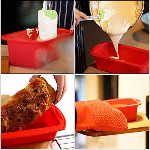 Silicona para pan - Juego de 2 - Moldes para hornear antiadherentes de silicona INTVN para panes, pasteles y lasaña - 27 * 13 * 6.5CM, color rojo