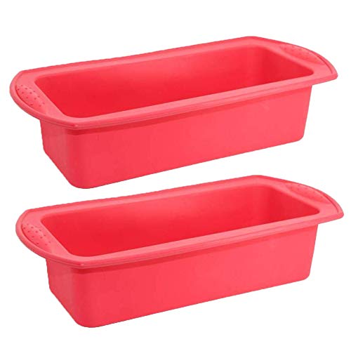 Silicona para pan - Juego de 2 - Moldes para hornear antiadherentes de silicona INTVN para panes, pasteles y lasaña - 27 * 13 * 6.5CM, color rojo