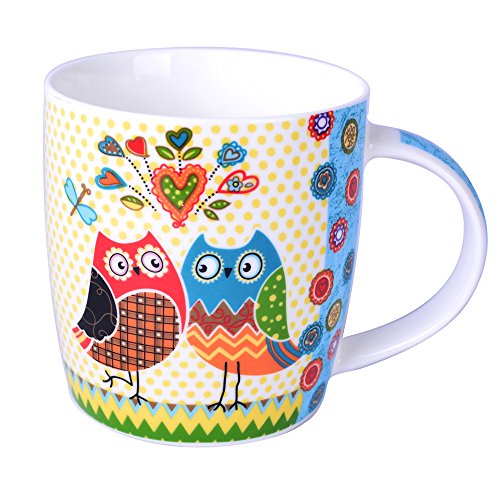Silicone Gold Pareja de Búhos Mug, Porcelana, Multicolor, 13x10x8 cm