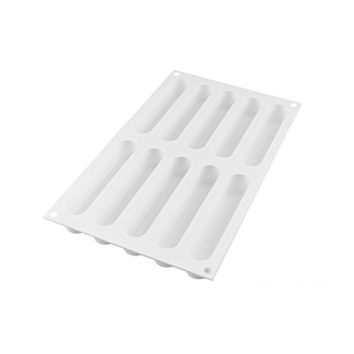 Silikomart Fashion ECLAIR - Molde de silicona (130 x 25 x 25 mm, 10 bandejas y cuchillo)