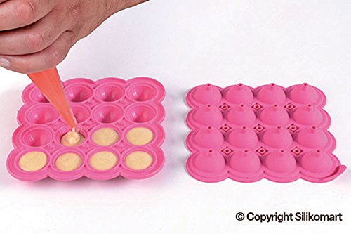 silikomart LOL01 Cake Pops Molde para piruletas esféricas, 16 cavidades, Color Fucsia