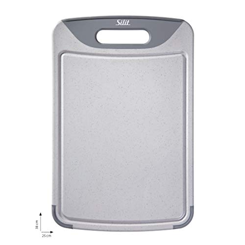 Silit Servieridee Tabla de Cortar con surco para líquidos y asa, Gris, 45 cm