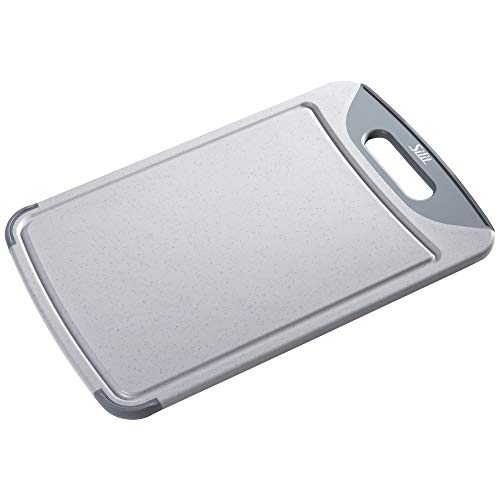 Silit Servieridee Tabla de Cortar con surco para líquidos y asa, Gris, 45 cm
