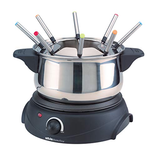 Silva Homeline fo810 Fondue 1500 W con Ajuste de Temperatura fo810 Manual Acero Inoxidable, Negro