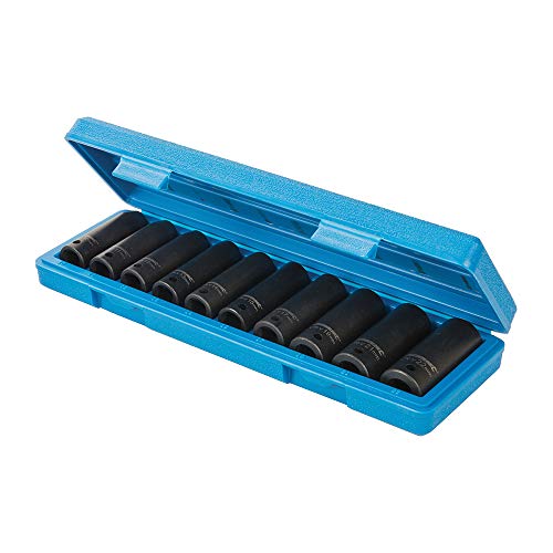 Silverline Tools 586290 Vasos de Impacto Hexagonales Largos Métricos de 1/2", 10 - 22 mm Rango/Capacidad, Caja de 10
