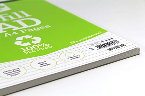 Silvine Everyday Ref RE4FM - Bloc de hojas de recambio de espiral doble (6 unidades, papel reciclado, A4, 160 hojas, 70 g/m², raya de 8 mm, con margen)
