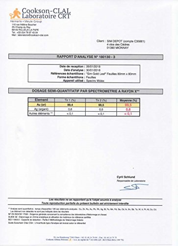 Sim Gold Leaf Polvo, Oro plata, 200mg, 2