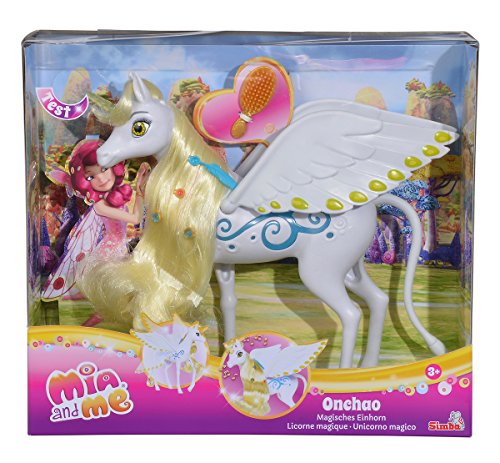 Simba 109480095 MIA und Me - Unicornio mágico Onchao con luz y Sonido, Las alas se mueven, con canción (25 cm)