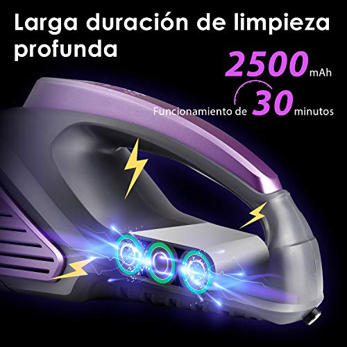 SIMBR Aspiradora de Mano para Coche sin Cable con Potencia de 7000PA Aspirador Inalámbrico con Batería Recargable de 2500mAh y HEPA Filtro de Acero Inoxidable, 3 Accesorios para hogar y automóbil