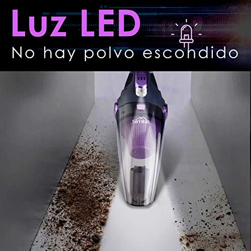 SIMBR Aspiradora de Mano para Coche sin Cable con Potencia de 7000PA Aspirador Inalámbrico con Batería Recargable de 2500mAh y HEPA Filtro de Acero Inoxidable, 3 Accesorios para hogar y automóbil