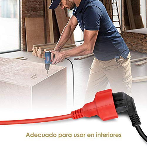 SIMBR Cable alargador de corriente IP20 H05VV Alargador cable de gran calidad 10m 15m 20m 30m Color rojo (15m)