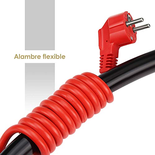 SIMBR Cable alargador de corriente IP20 H05VV Alargador cable de gran calidad 10m 15m 20m 30m Color rojo (15m)