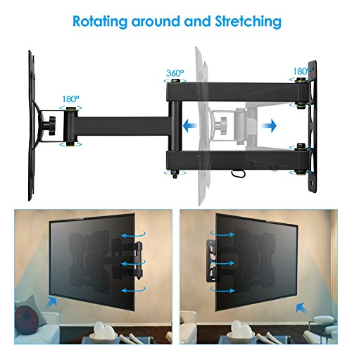 SIMBR Soporte de Pared para TV de 19"-45" LED/LCD/Plasma/Curvada Televisores Carga Máx. 35 kg VESA Máx. 200x200 mm Negro Extensible Inclinable y Giratorio Brazo