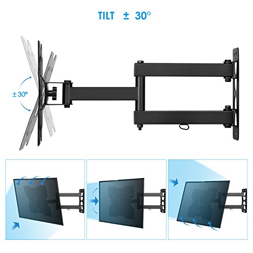 SIMBR Soporte de Pared para TV de 19"-45" LED/LCD/Plasma/Curvada Televisores Carga Máx. 35 kg VESA Máx. 200x200 mm Negro Extensible Inclinable y Giratorio Brazo