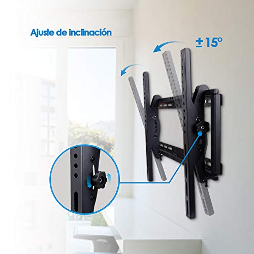 SIMBR Soporte TV Pared Inclinable ±15° VESA Máx. 600x400mm Soporte Mural para LED/LCD/Plasma/Curvada Televisores de 26"-75" Carga Máx. 60 kg