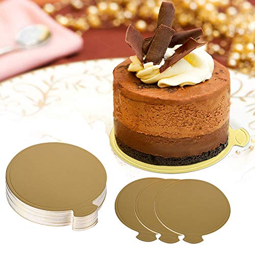 SIMEIXI 100 Piezas de cartón de Pastel de Mousse Bandeja de Postre desechable Mini Soporte de exhibición de Postre Pastel Kit de Herramientas Decorativas para Pasteles (Dorado Brillante).