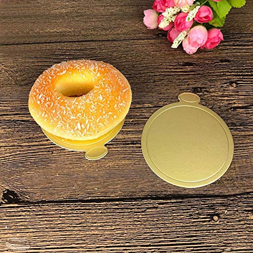 SIMEIXI 100 Piezas de cartón de Pastel de Mousse Bandeja de Postre desechable Mini Soporte de exhibición de Postre Pastel Kit de Herramientas Decorativas para Pasteles (Dorado Brillante).