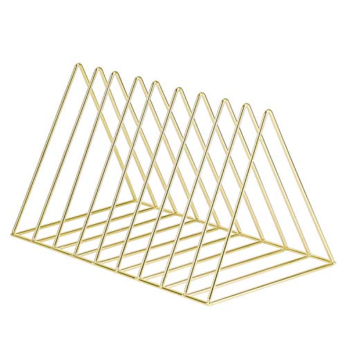 Simmer Stone - Soporte para archivos de metal, 9 ranuras, soporte para revistas, periódicos y documentos, 30,5 x 18 x 18 cm, color dorado