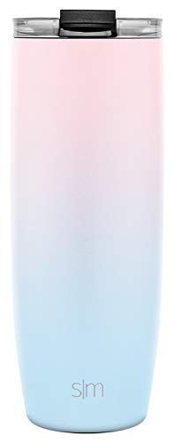 Simple Modern 710 ml (24oz) Voyager Termo Taza con Paja - Vaso Termico de Viaje Café Termica Para Llevar Acero Inoxidable Botella de Agua Dos Tonos: Dulce Caramelo