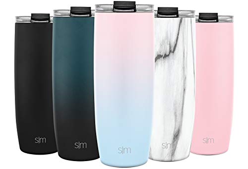 Simple Modern 710 ml (24oz) Voyager Termo Taza con Paja - Vaso Termico de Viaje Café Termica Para Llevar Acero Inoxidable Botella de Agua Dos Tonos: Dulce Caramelo