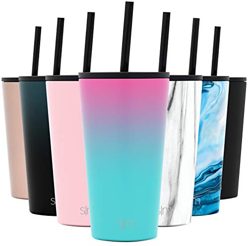 Simple Modern Classic 470ml Termo Cafe con 2 Tapas: Abatible y con Pajita Taza Termica para Llevar Vaso Termico de Viaje 4 Horas Calientes 16 Horas Frias, Botella Agua Acero Inoxidable Mujer u Hombre