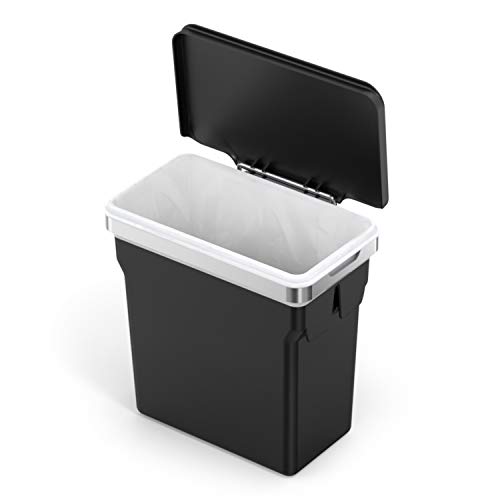 simplehuman CW1643 10L In-Cabinet Bin, Polished Heavy-Duty Steel Frame, W 29.7cm x H 36.3cm x D 22.0cm