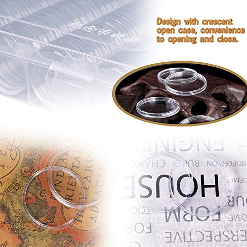 SIMUER 100 Pcs Cápsulas de Monedas de Plástico Funda de Moneda Redonda Contenedor para Materiales de Colección de Monedas Transparente (30 mm)