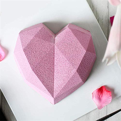 SIMUER 2PCS Molde de Silicona en Forma de corazón, 6 cavidades de corazón Molds para Tartas, Chocolate,Jabón, Muffins, Pastel de San Valentín Rosa
