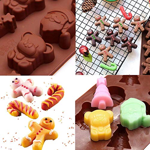 SIMUER 5PCS Moldes de Silicona para Chocolate Navideñas, Accesorio de Menaje para Navidad Decoración para Temporada Festiva para Hielo, Jabón, Dulces, Velas y Manualidades