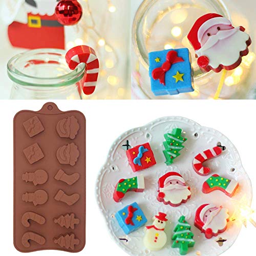 SIMUER 5PCS Moldes de Silicona para Chocolate Navideñas, Accesorio de Menaje para Navidad Decoración para Temporada Festiva para Hielo, Jabón, Dulces, Velas y Manualidades