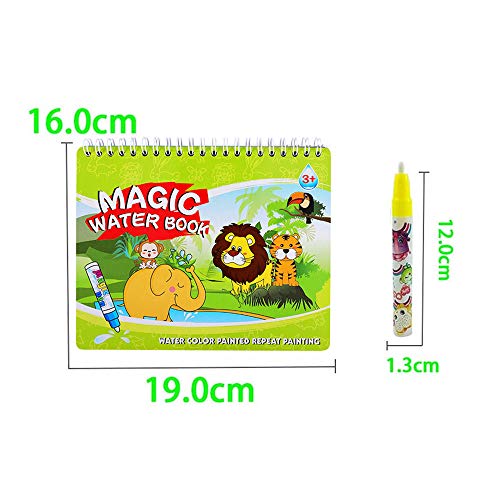 Sipobuy Magic Water Drawing Book Agua Libro para Colorear Doodle con Magic Pen Tablero de Pintura para niños Educación Dibujo Juguete (Animal World)