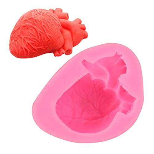 SISN Molde de silicona 3D con forma de corazón humano, para hacer mousse de helado, para Halloween, diseño de corazón sangriento rosa